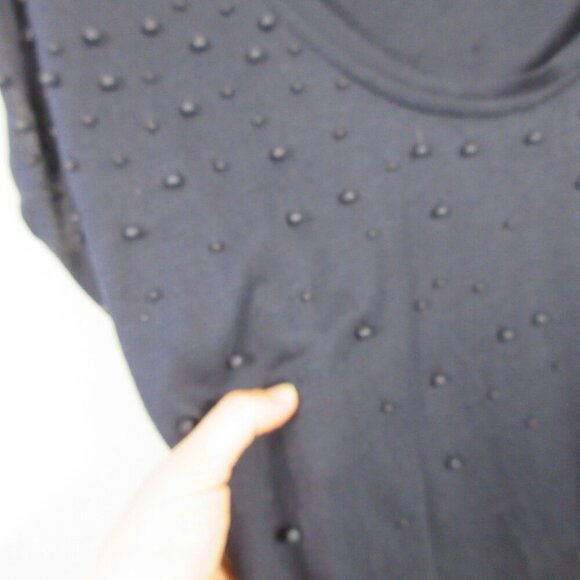 Club Monaco Women's Top Blouse S Blue Short Sleeve Beaded Rayon Blend Casual 184 - Picture 3 of 13